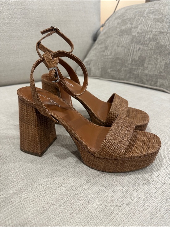 Marc Fisher Shoes - Marc Fisher Woven Brown Platform Block Heels